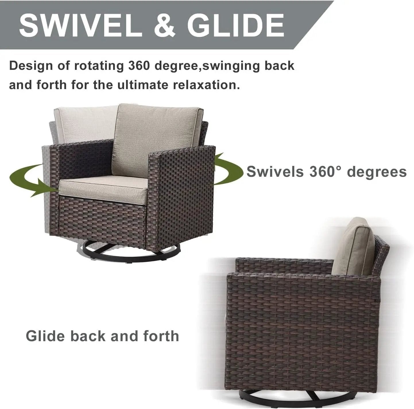 Seven Piece Outdoor Wicker Patio Furniture Set With Swivel Rockers from PriceLows™