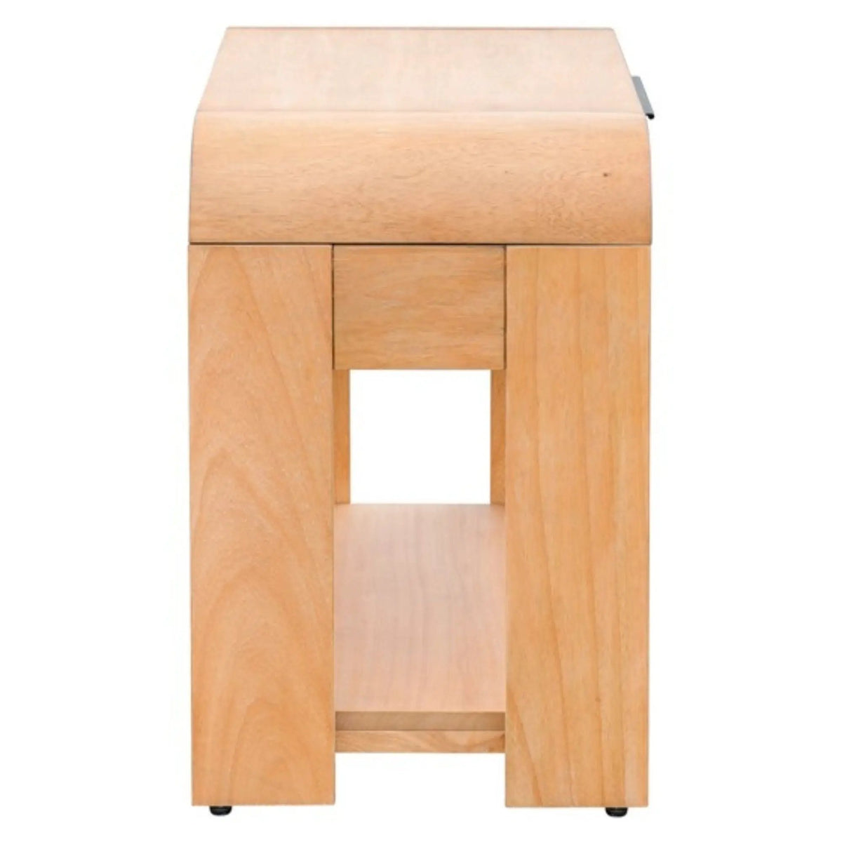 1 Drawer Waterfall Nightstand | Mid-Century Design | Natural Finish | Open Shelving