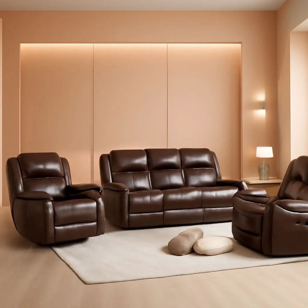 Manual Recliner Sofa Set Brown Living Room Collection from PriceLows™