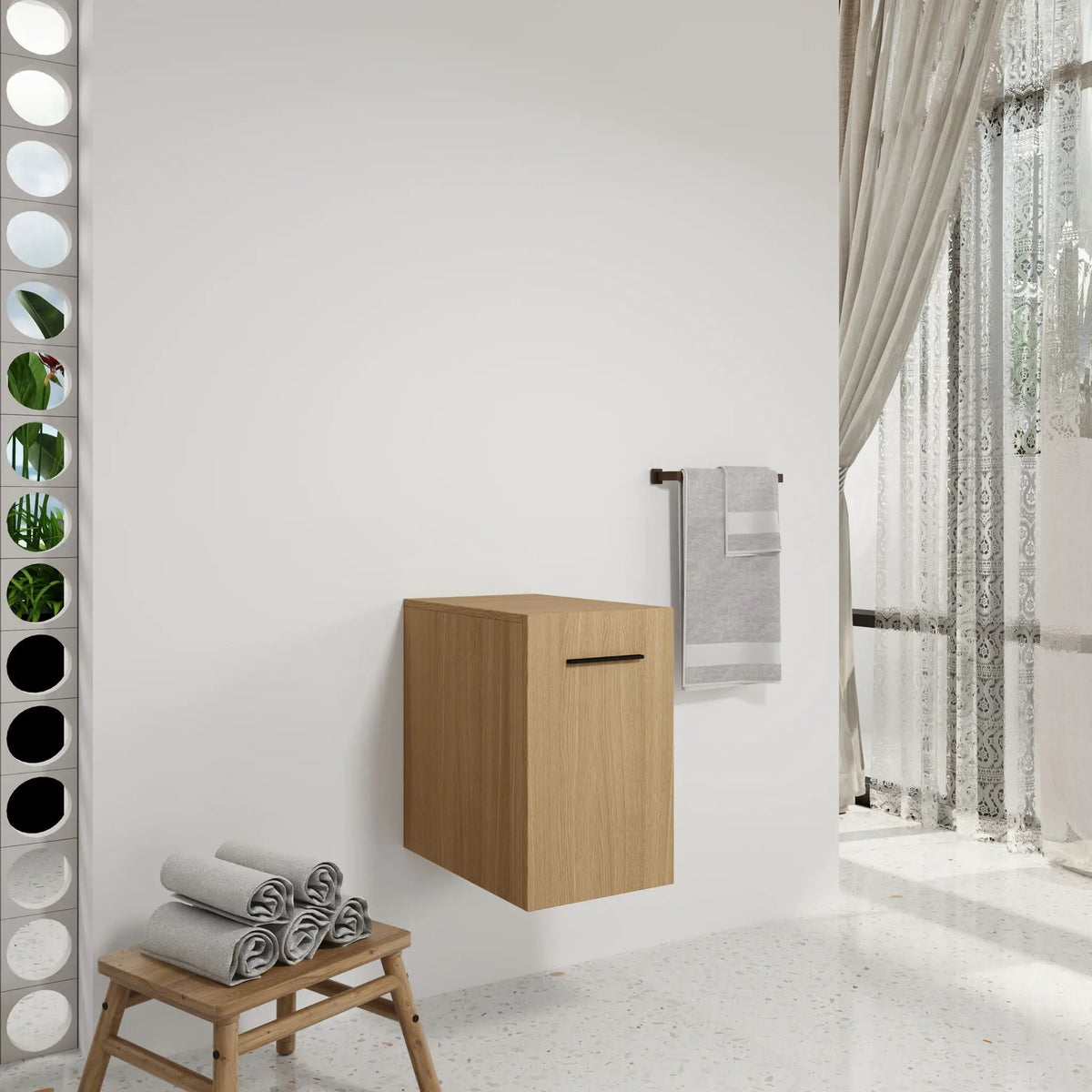 Floating Bathroom Vanity | Single Door | Plywood | Light Oak