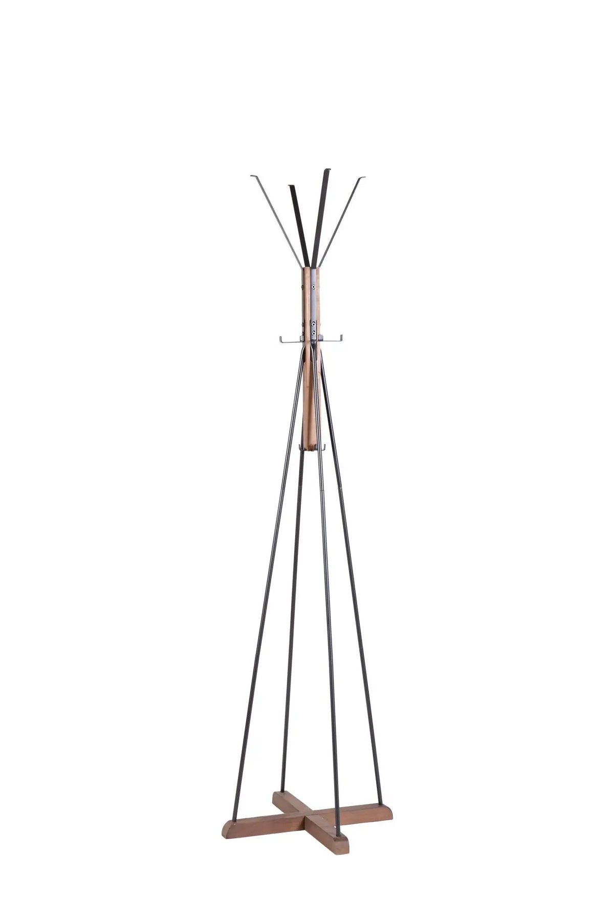Freestanding Coat Rack | Reclaimed Wood And Metal | 71 Inch Height | Cross Wood Base