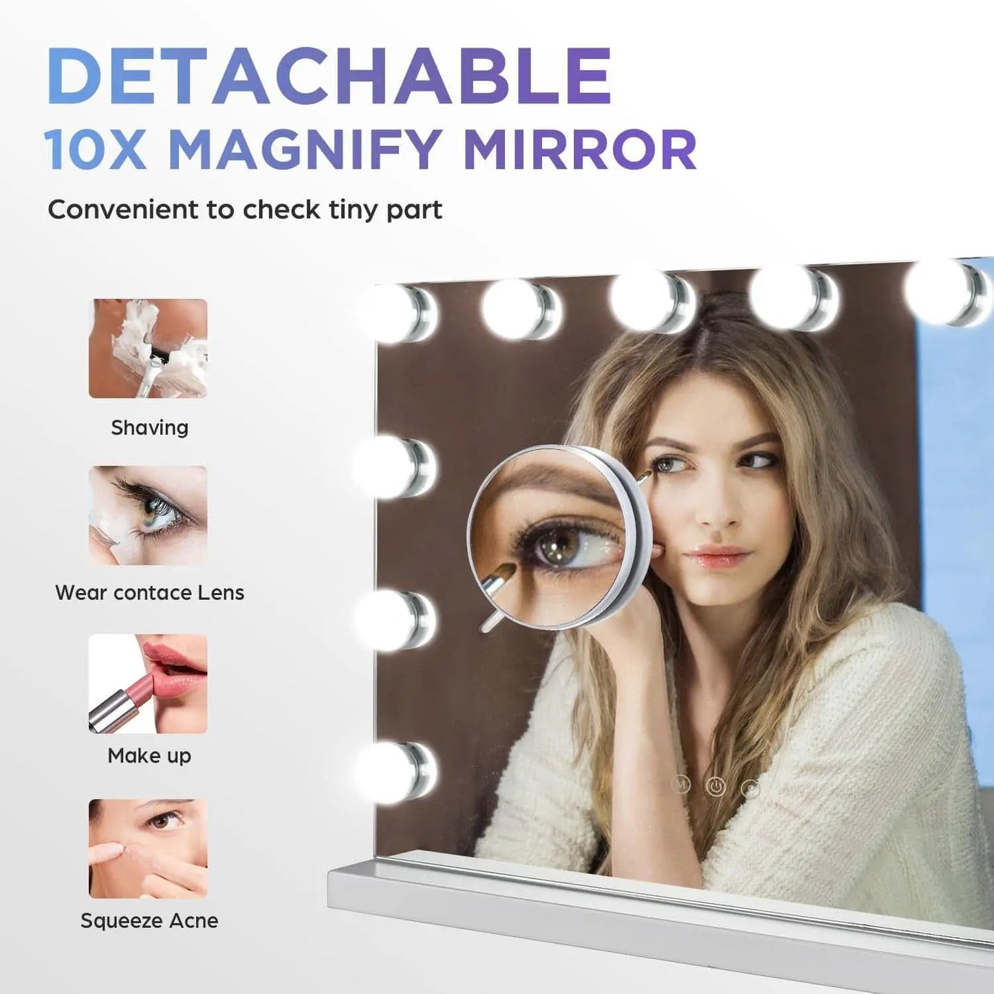 Hollywood Vanity Mirror With 12 LED Lights 3 Color Modes from PriceLows™