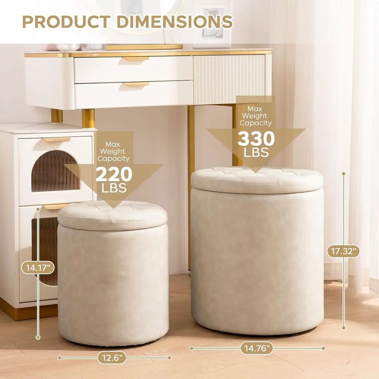 Premium Faux Leather Circular Ottoman With Storage from PriceLows™