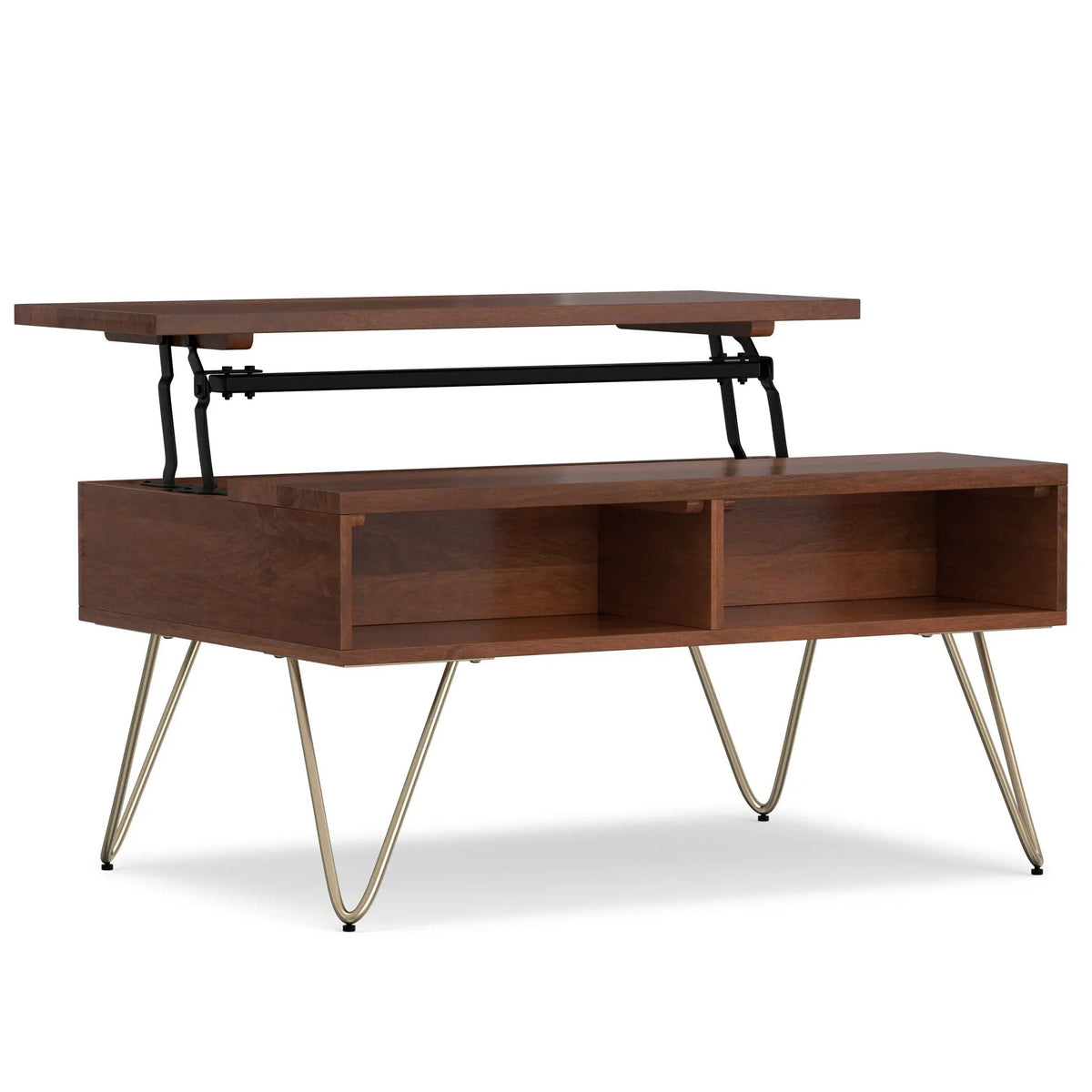 Hunter Lift Top Coffee Table | Handcrafted Solid Mango Hardwood | Split Lift Top | Large Storage Area