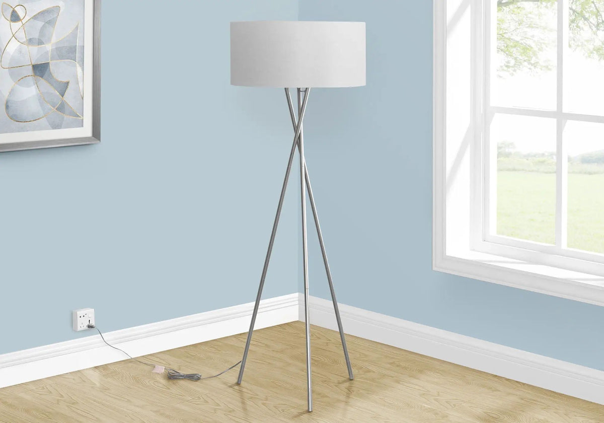 Metal Tripod Floor Lamp | 62 Inch Height | Tri-Bulb 3-Way Switch | Contemporary Style