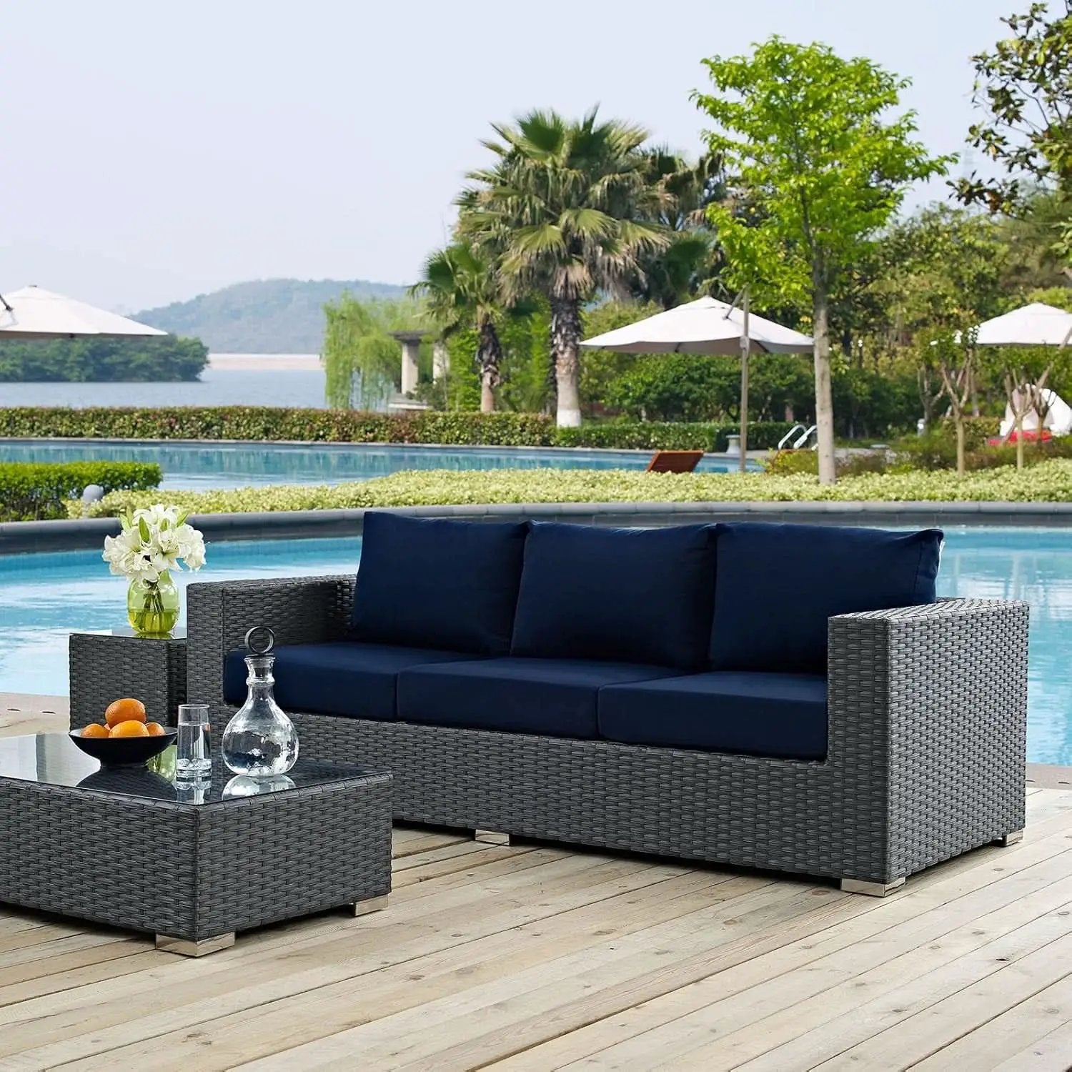 Weather-Resistant Wicker Rattan Outdoor Patio Sofa Set from PriceLows™