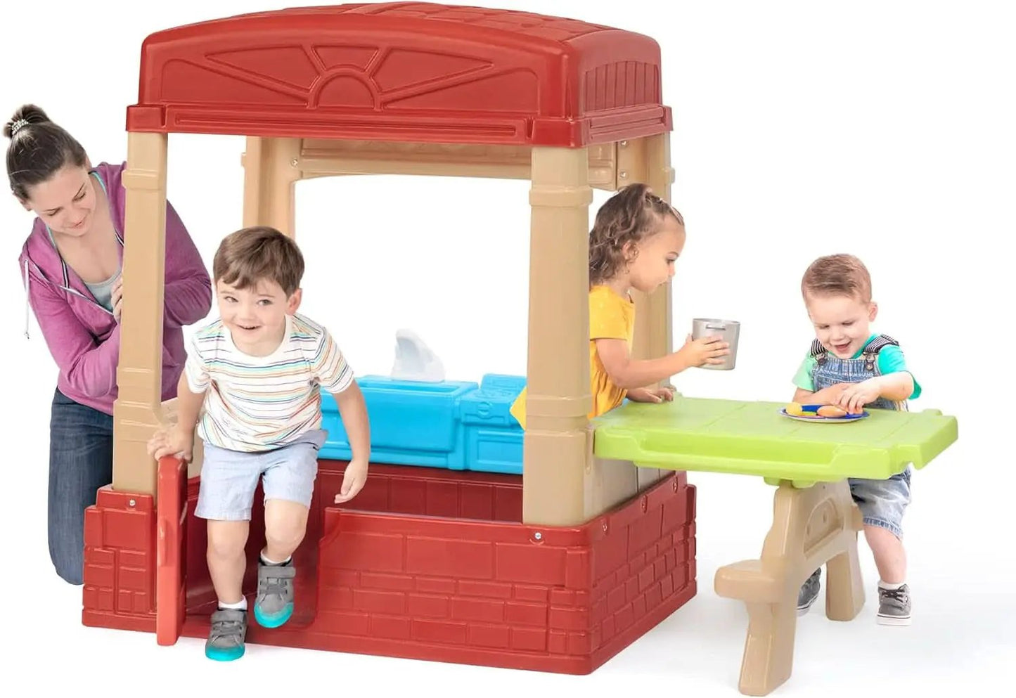 Kids Picnic Cottage Playhouse With Kitchen And Picnic Table from PriceLows™