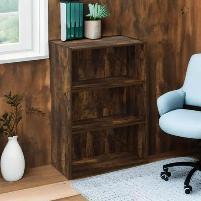 Pasir 3 Tier Open Shelf Bookcase Amber Pine Finish from PriceLows™