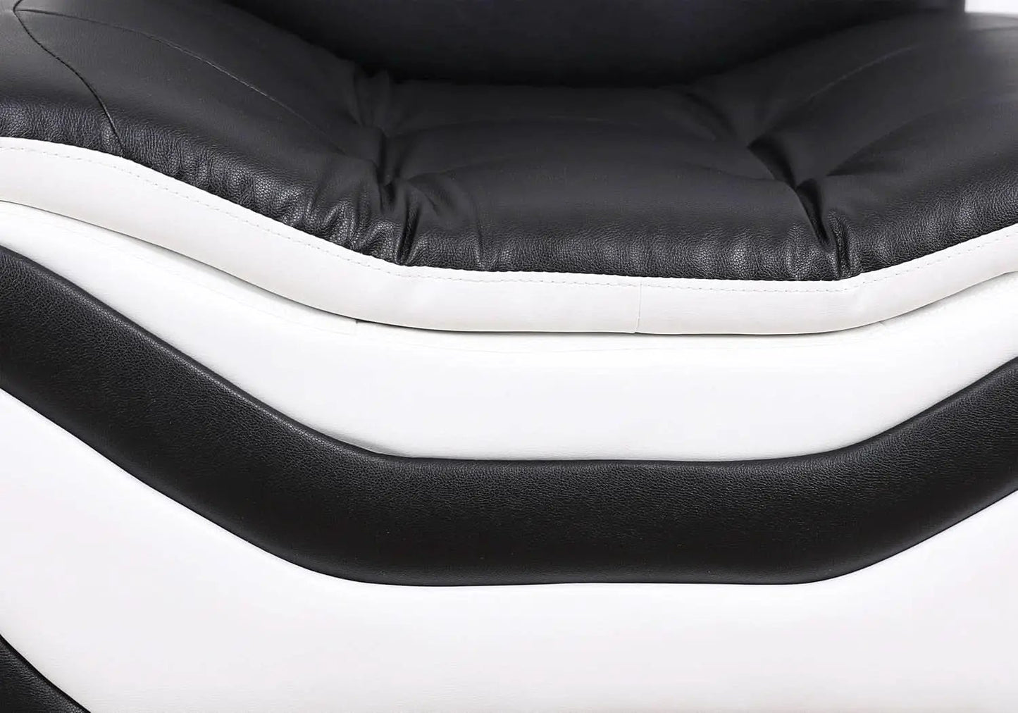 3 Piece Aldo Modern Faux Leather Sofa Set Black And White With Sofa Loveseat And Chair from PriceLows™