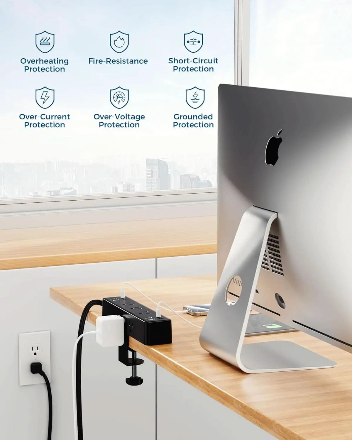 Desk Clamp Power Strip With 17-in-1 Hub And 40W Fast Charge from PriceLows™
