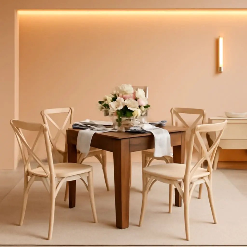 Rustic Brown Solid Wood Dining Table 46x30 Seats 4 from PriceLows™