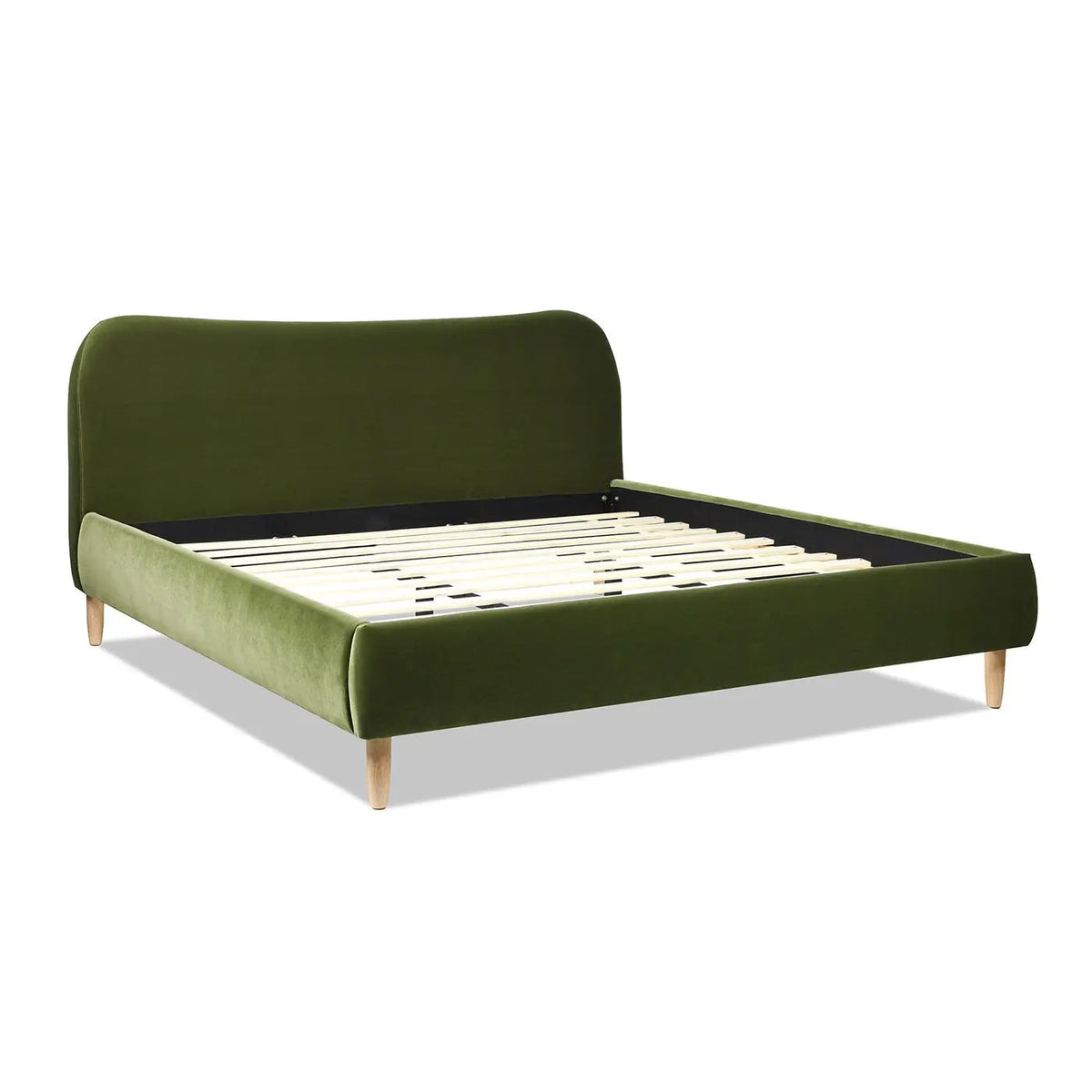 Roman Upholstered Platform Bed | Curved Headboard | Upholstered Rails | Eco-Friendly Construction