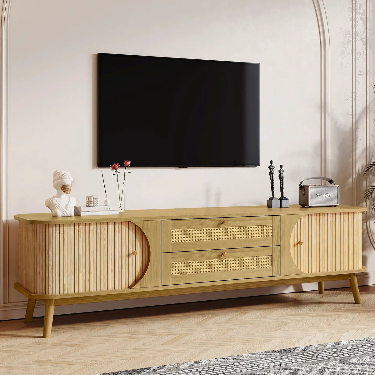 Rattan TV Stand | Fits TVs Up To 75 Inches | Modern Farmhouse Media Console