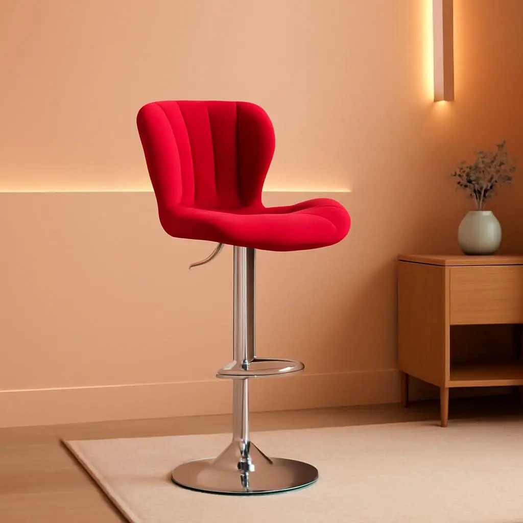 Velvet Adjustable Swivel Bar Stool Set Of 2 In Red from PriceLows™