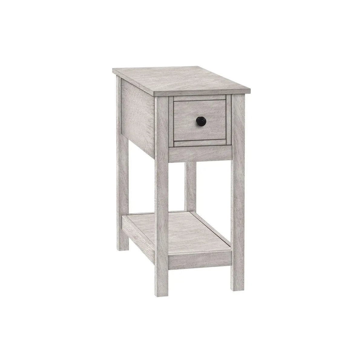 2-Tier Narrow End Table | Storage Drawer | Lamp Table | Charming Transitional Design