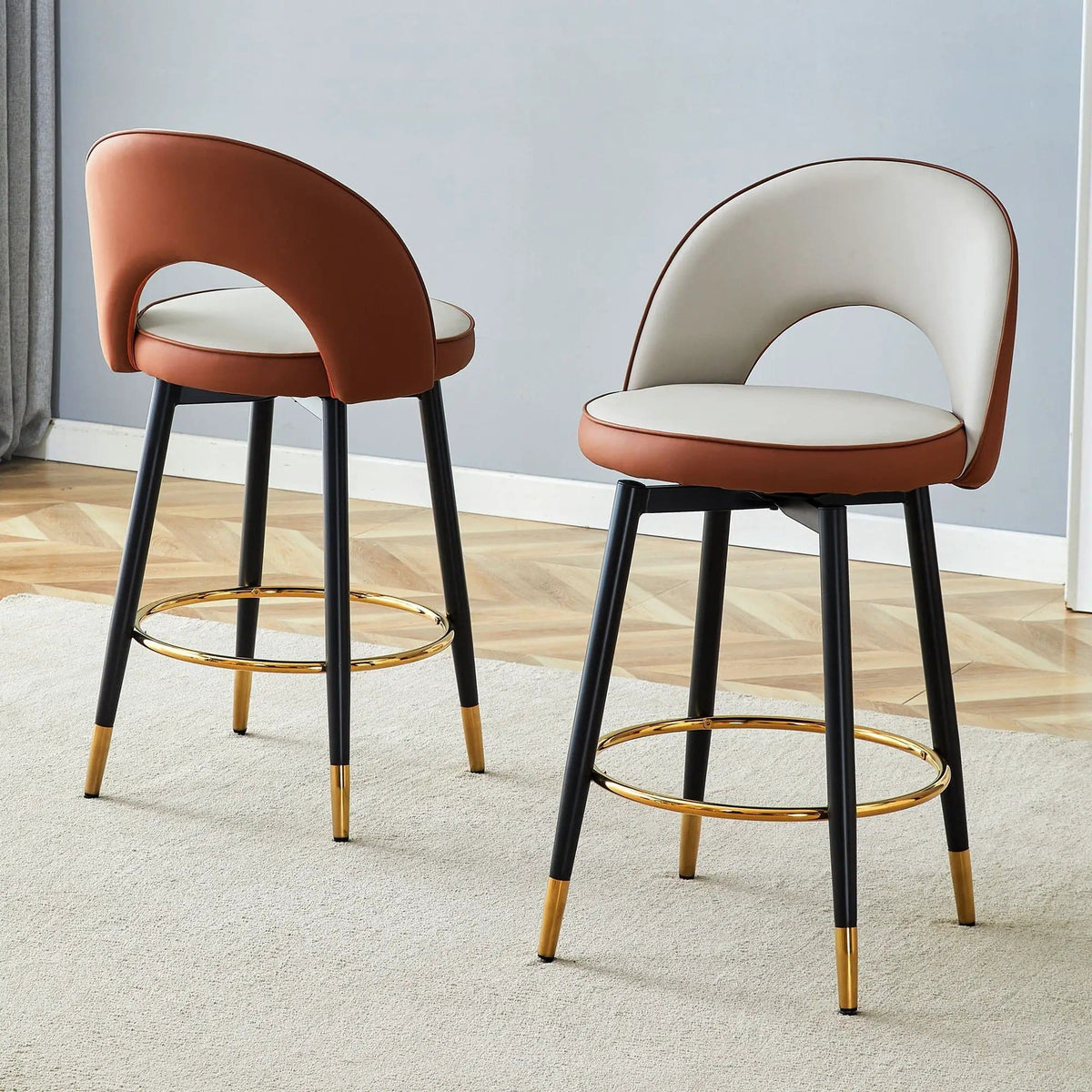 Upholstered Rotatable Bar Chair With Metal Legs For Dining Room Stool Set | Stool Set | Metal | Dining Room