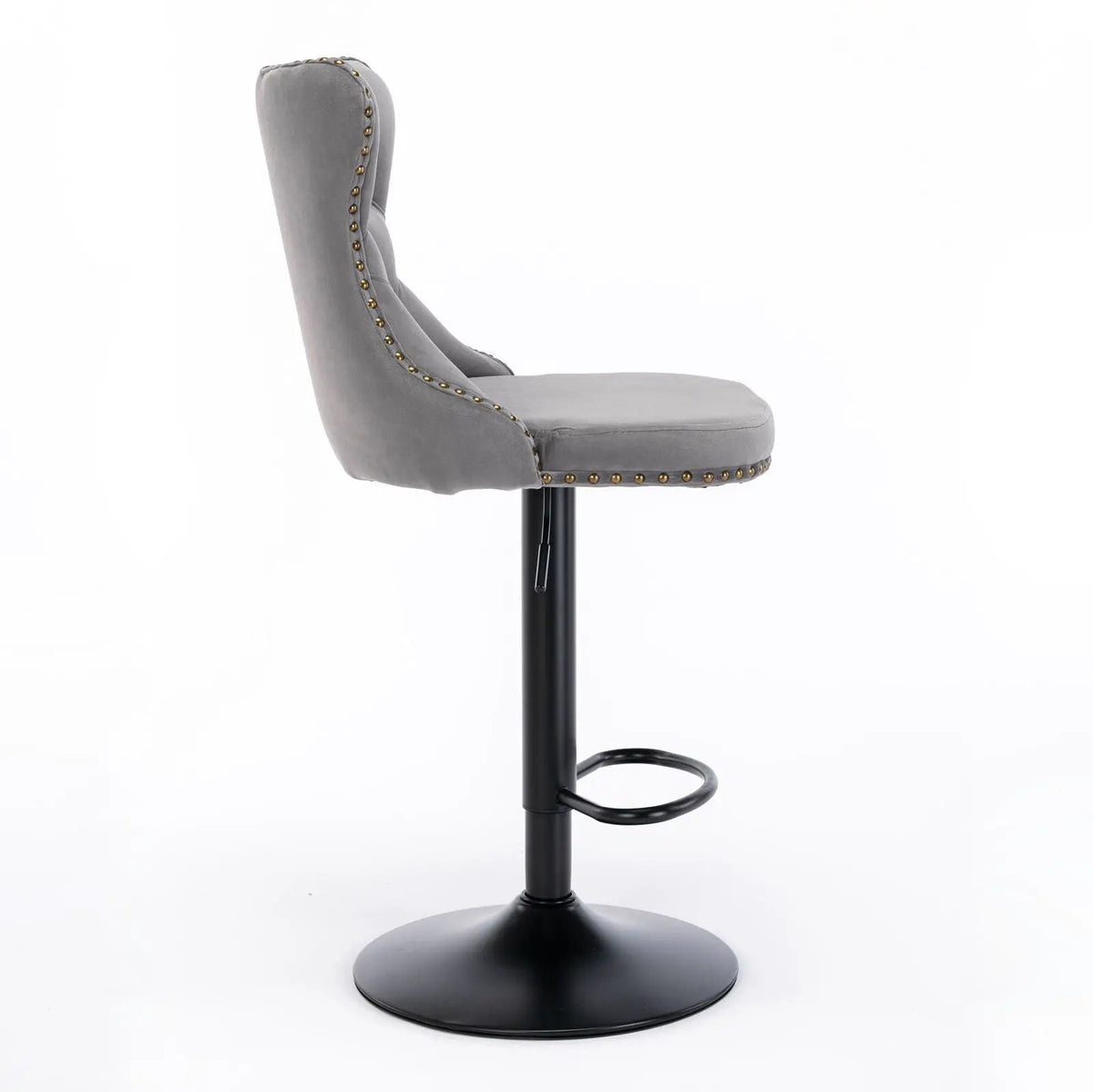 Swivel Barstools | Adjustable Height | Tufted Back With Nailheads | Set of 2
