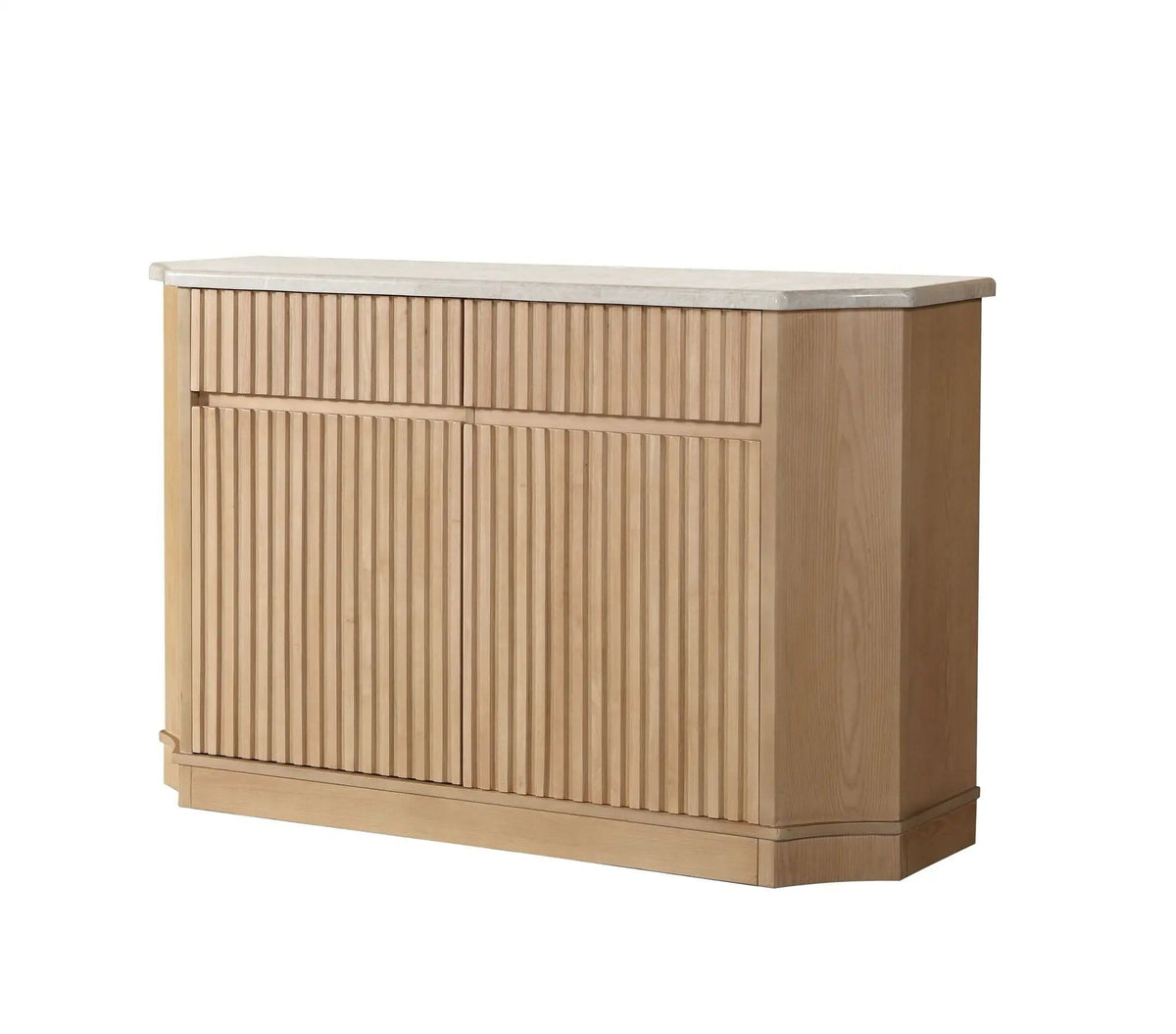 Qwin Server | 18 x 71 x 36 in | Marble & Metal | Natural Marble / Oak