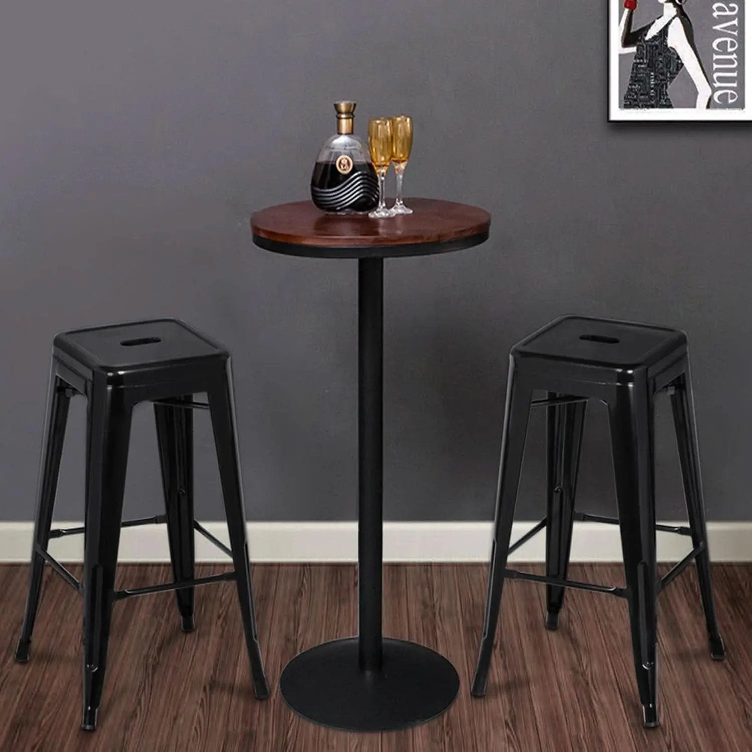 30 Inch Metal Bar Stools Stackable Indoor Outdoor Set Of 4 from PriceLows™