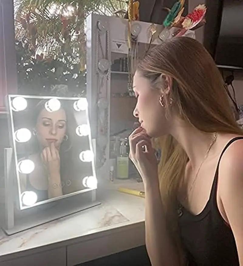 Lighted Makeup Vanity Mirror With 3 Color Modes And 10X Magnification White from PriceLows™