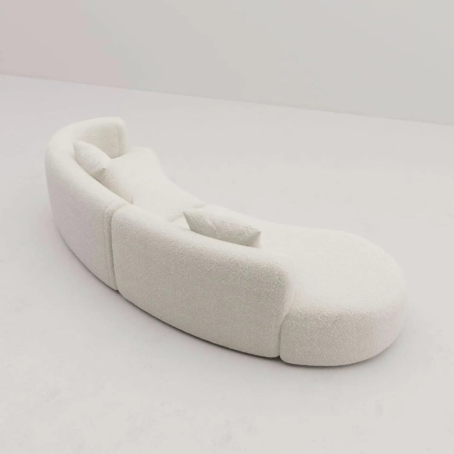 White Boucle Curved Sectional Sofa Modular Living Room from PriceLows™