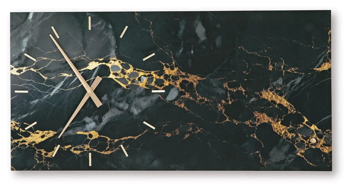 Teague Wall Clock | 2 Pieces | Marble & Glass | Home