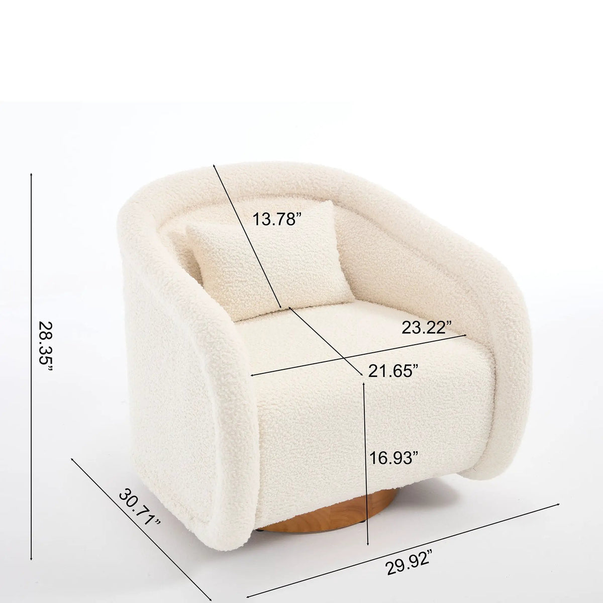 Teddy Fabric Swivel Accent Chair | 360 Degree Rotation | Solid Rubber Wood Frame | Cozy Texture