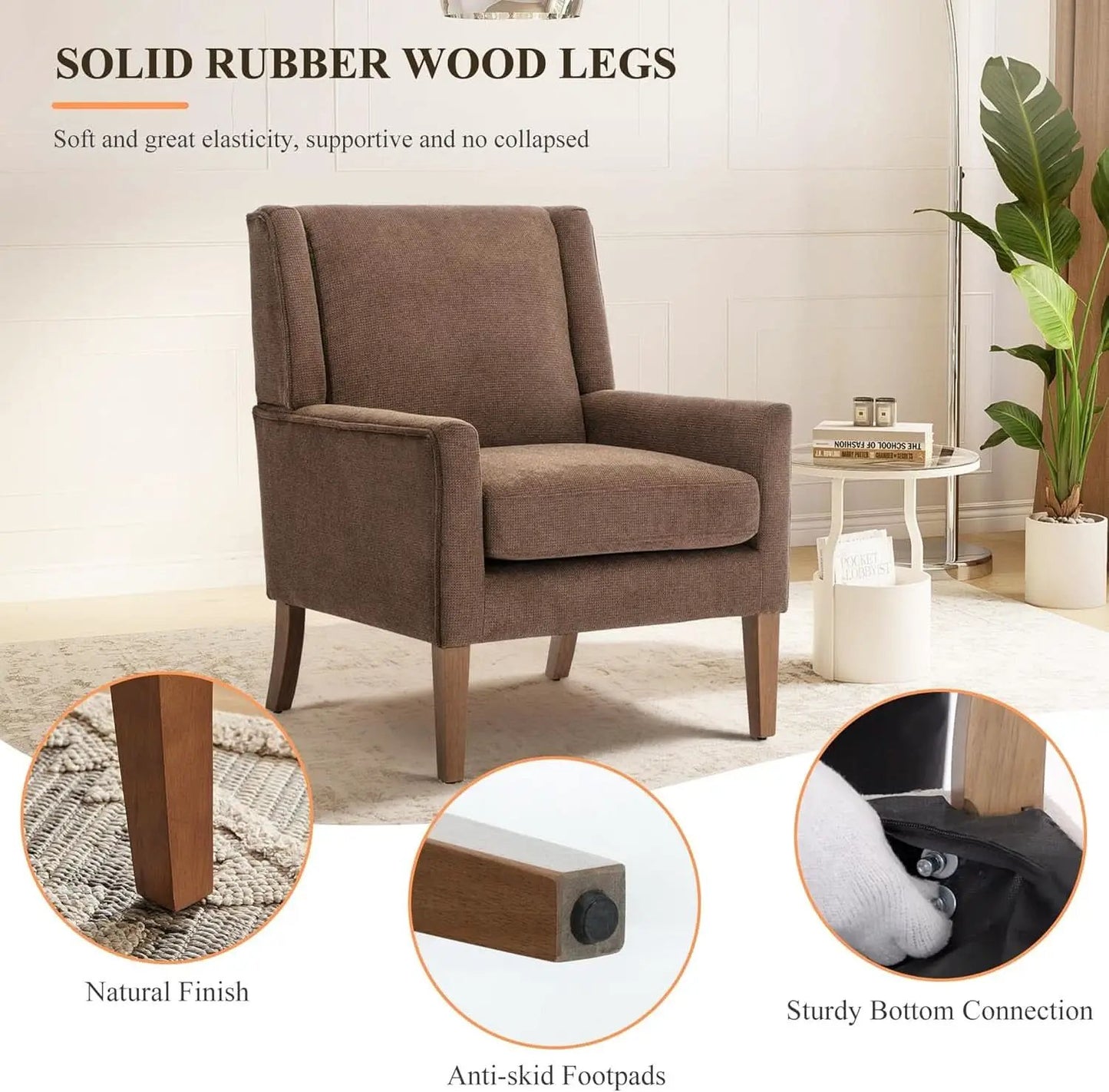 Oversized Mid Century Fabric Charcoal Accent Chair from PriceLows™