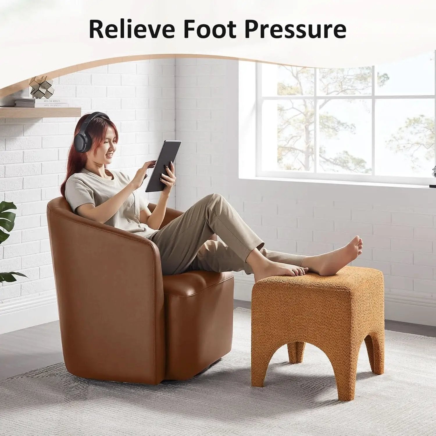 Curry Seventeen Inch Ottoman Footstool Living Room Decor from PriceLows™