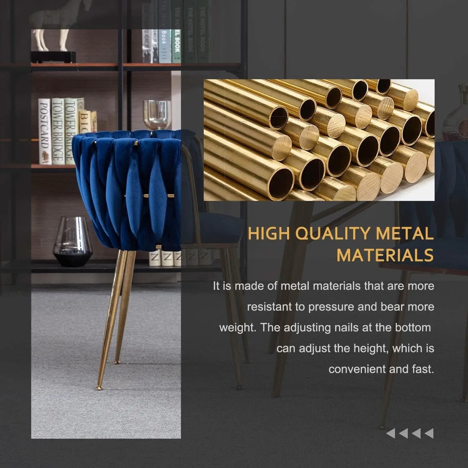 Blue Wingback Dining Chairs Set Of Four Modern Style from PriceLows™