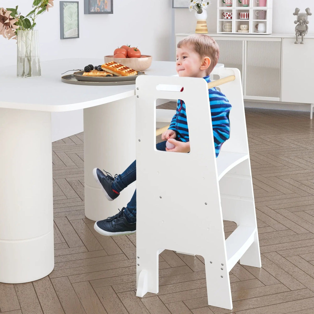 Toddler Standing Tower | Kitchen Step Stool | Adjustable Height | Removable Front Bar