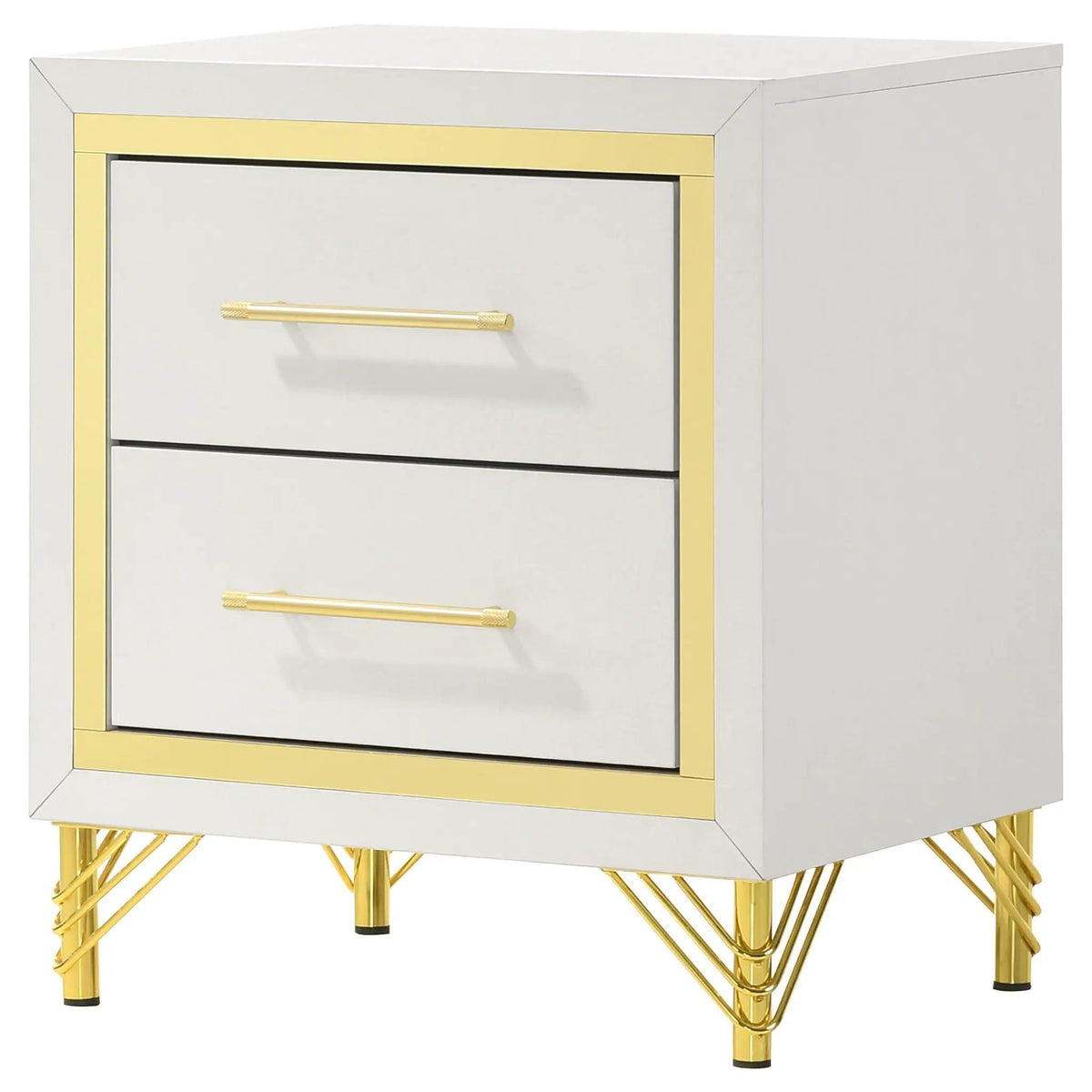 Lucia 2-drawer Nightstand Bedside Table | 21.75 x 17.25 x 24.25 in | Metal | White