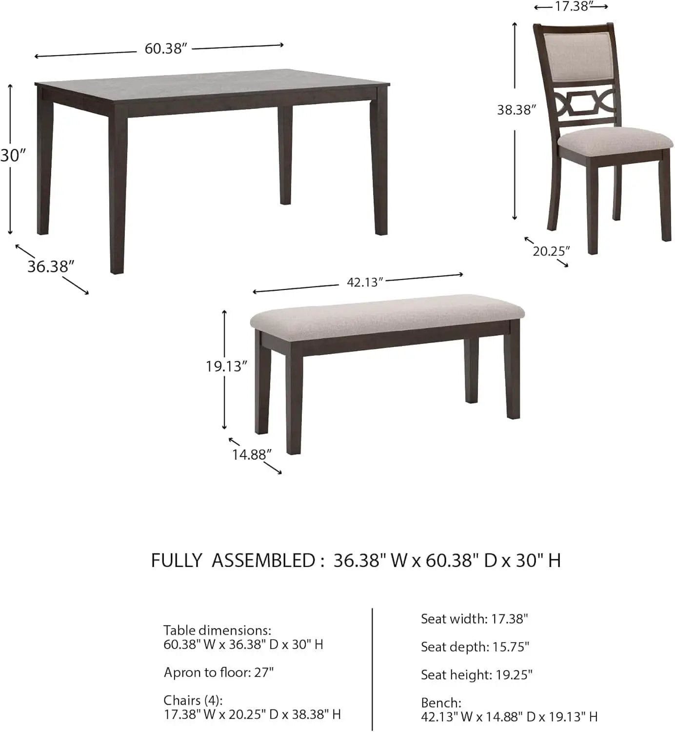 Cherry Brown Transitional Table Set Cushioned Chairs from PriceLows™