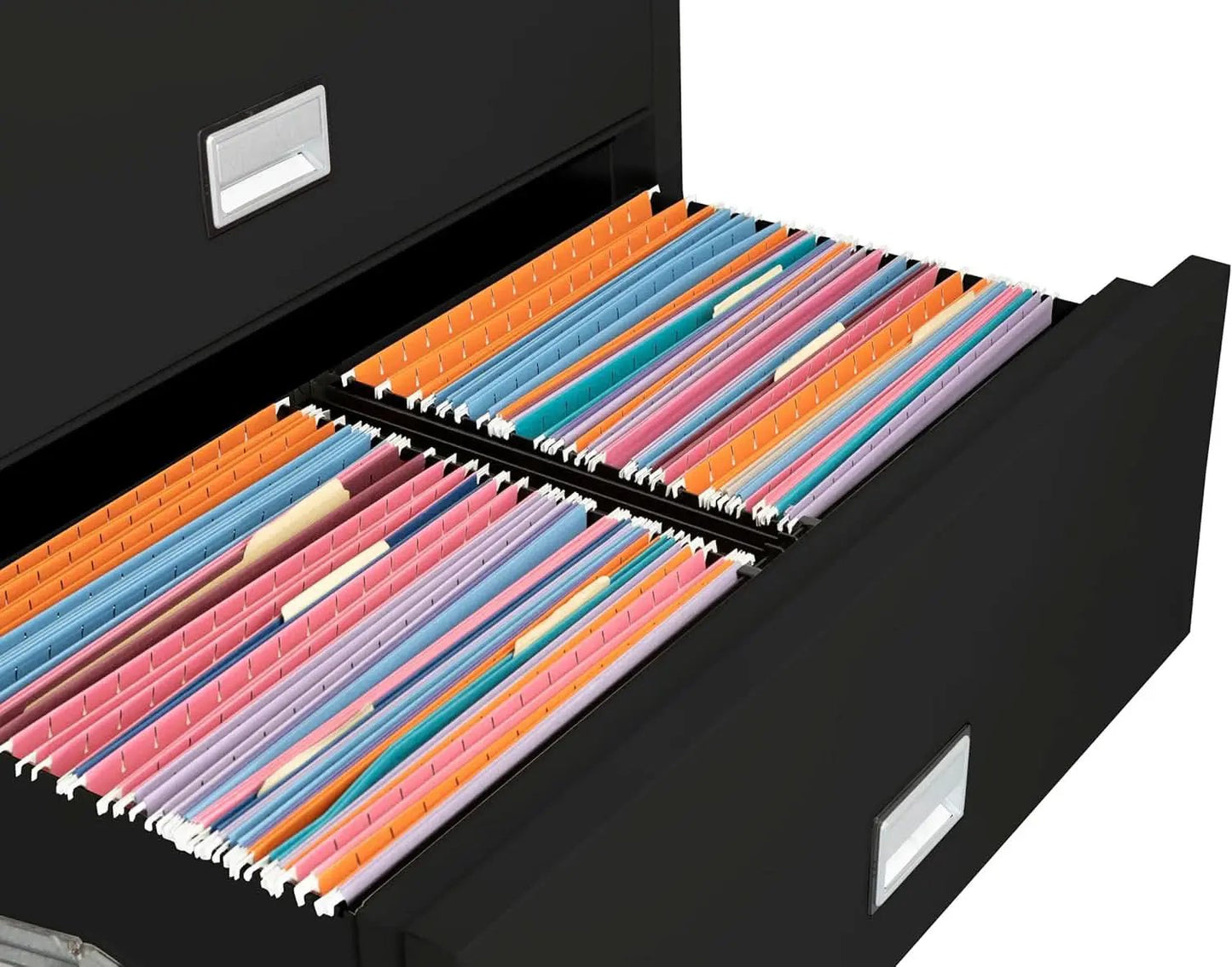 38 Inch Lateral 4 Drawer Fireproof File Cabinet With Key Lock Black from PriceLows™