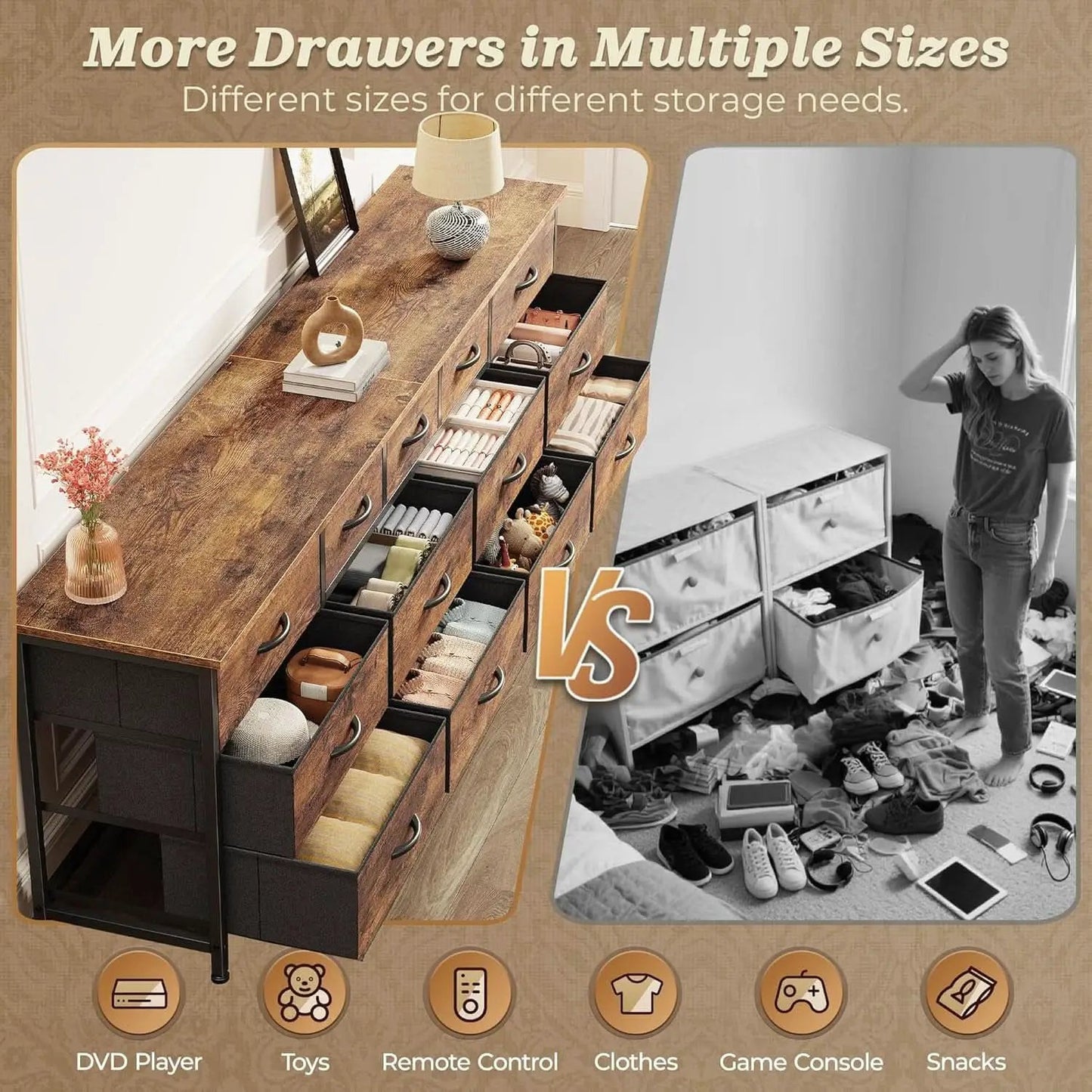 70 Inch Dresser TV Entertainment Center With Drawers from PriceLows™