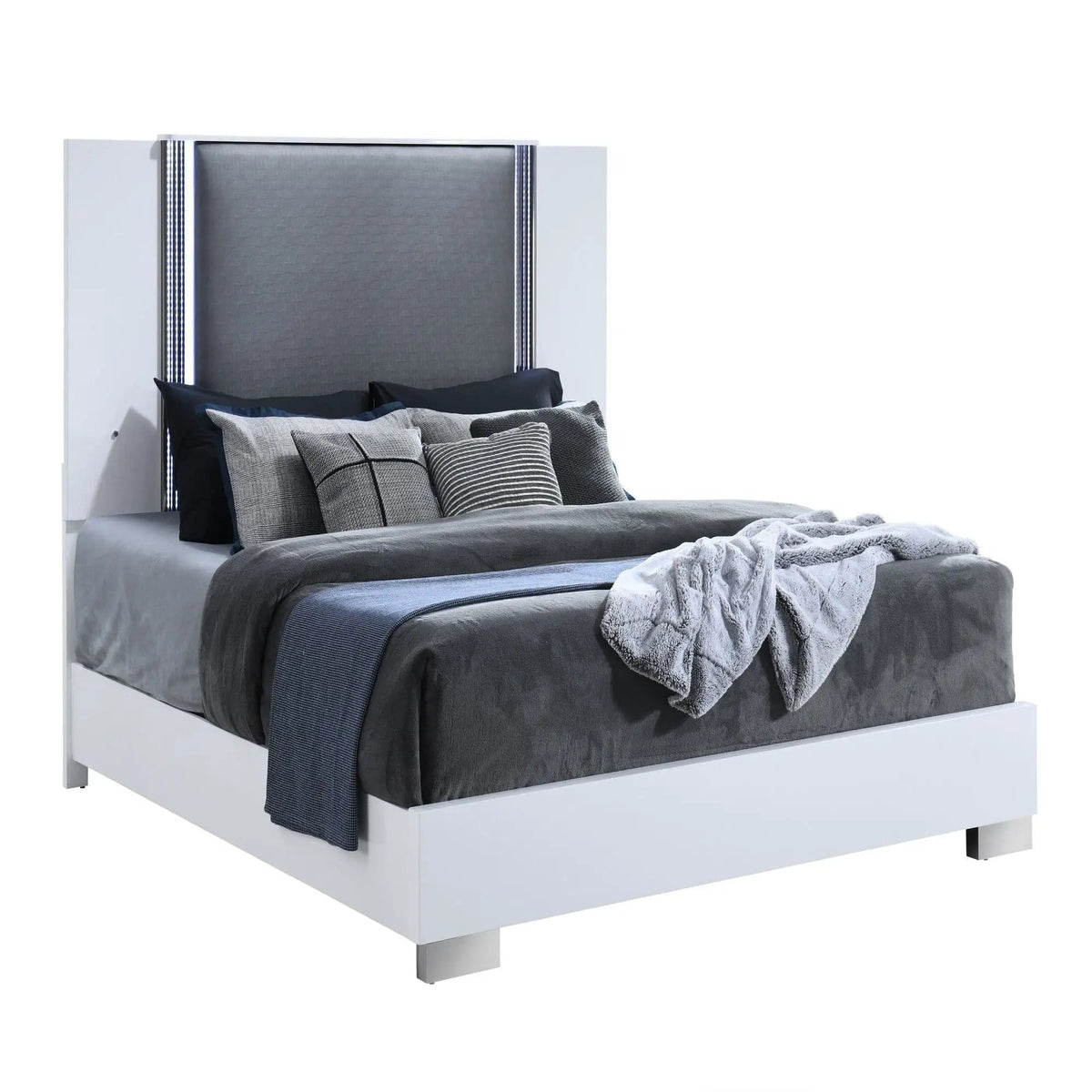 Moon Bed & LED Accent Lighting | 79.4 x 86.2 x 61 in | Solid Wood & Marble | Bedroom