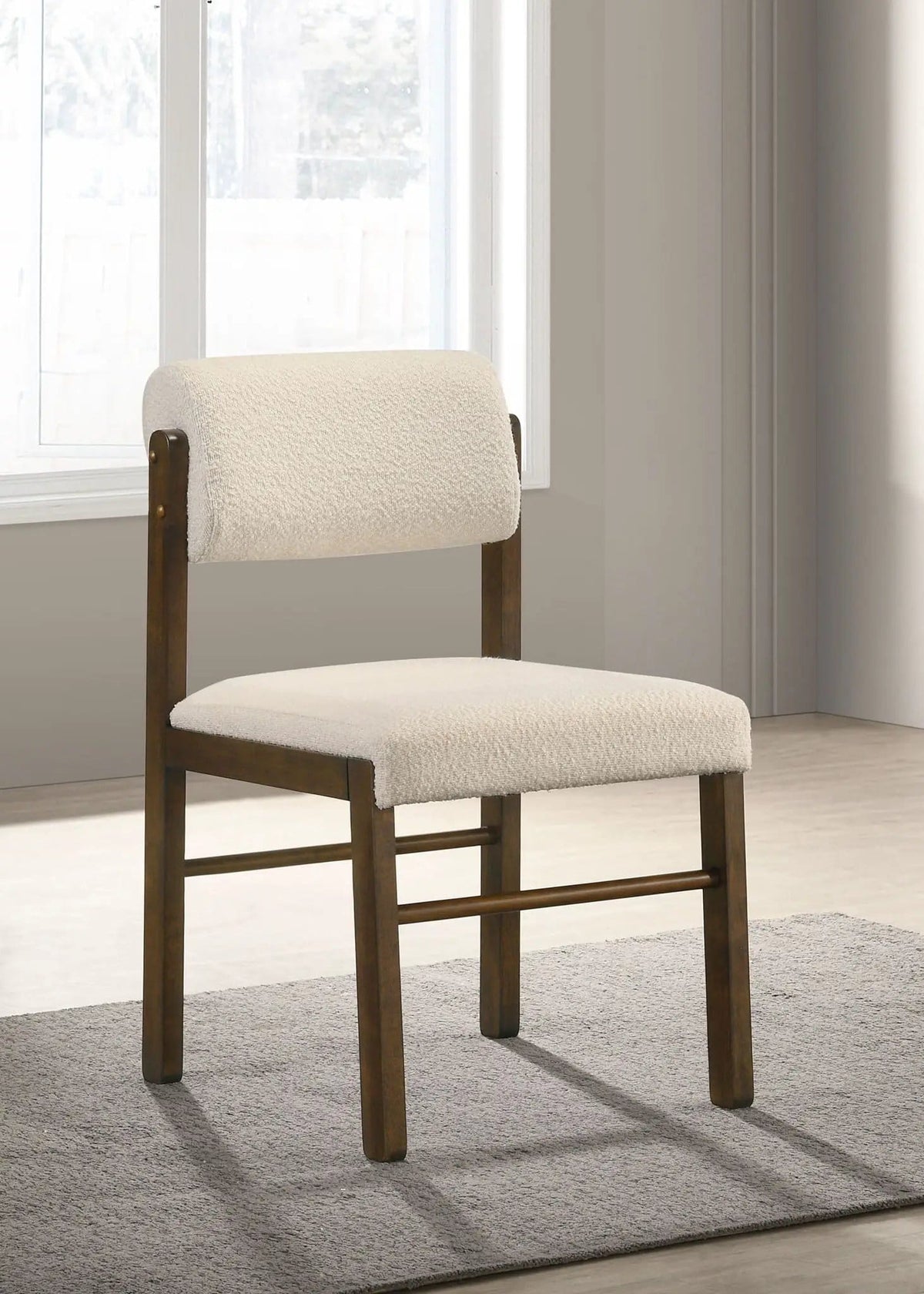 Kehoe Upholstered Dining Side Chair Cream and Walnut (Set of 2) | 19 x 23.25 x 32.5 in | Rubberwood & Walnut | Dining Room