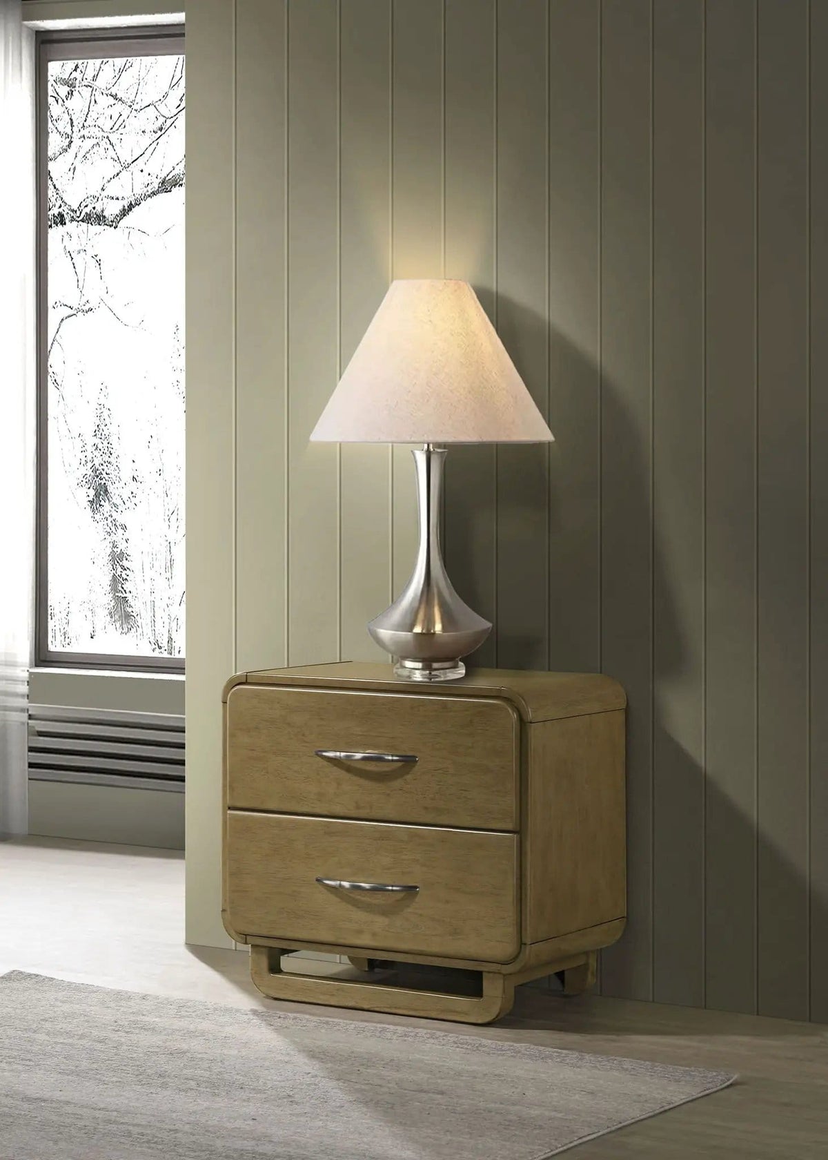 Amsbury 2-drawer Nightstand Bedside Table Nutmeg | 26.75 x 16.5 x 25 in | Wood | Bedroom