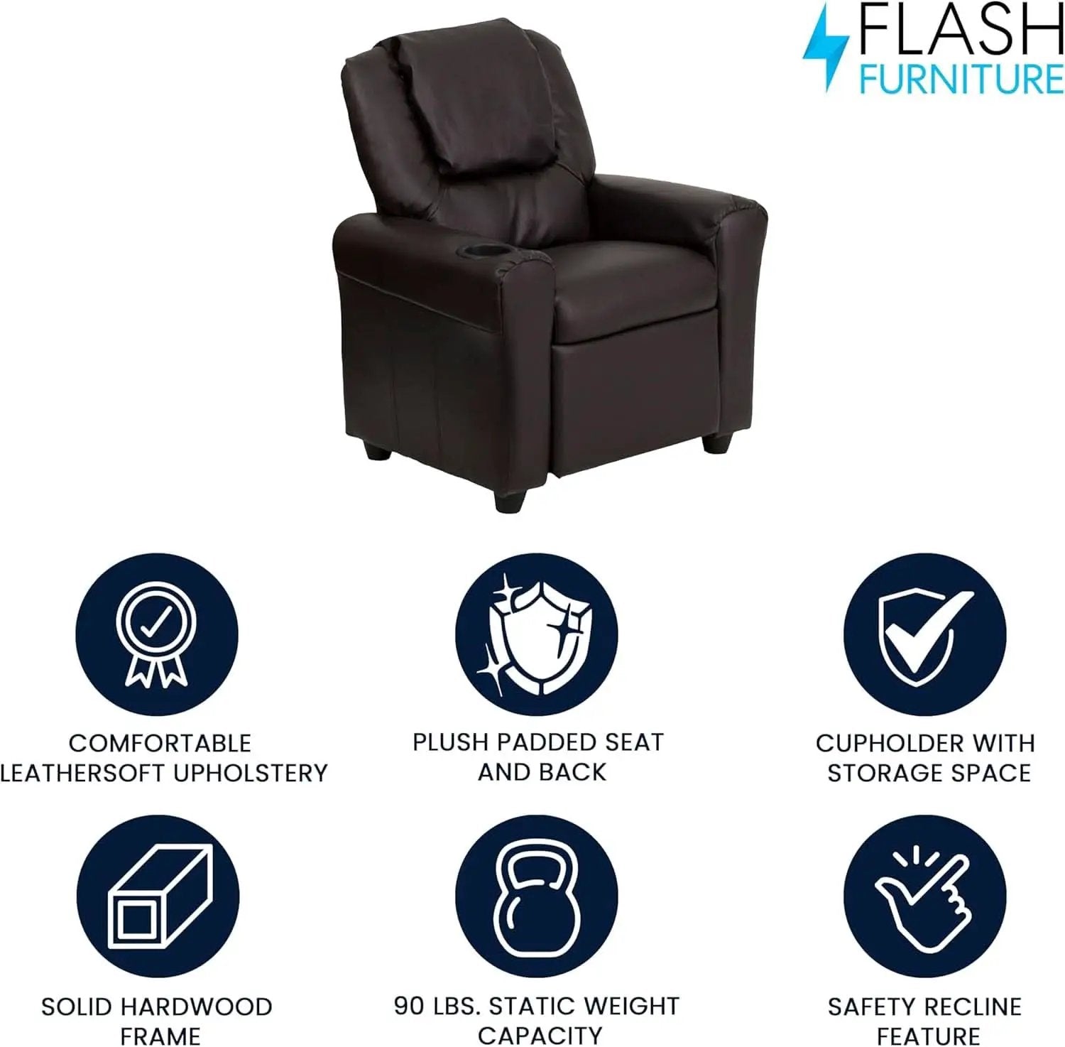 Vana Leathersoft Kids Recliner With Cup Holder And Headrest from PriceLows™