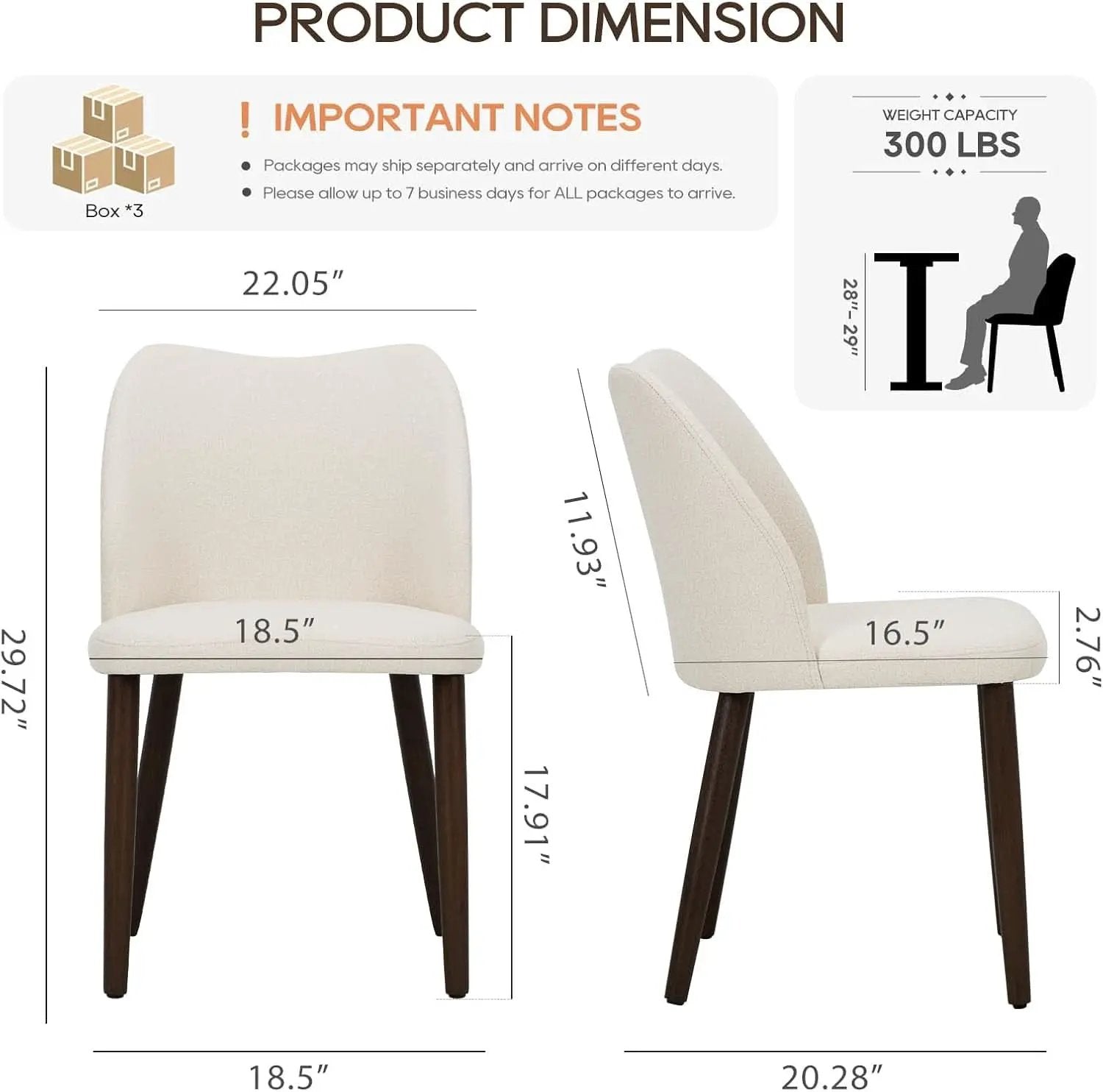 Beige Upholstered Dining Chairs With Wood Legs Set Of 6 from PriceLows™