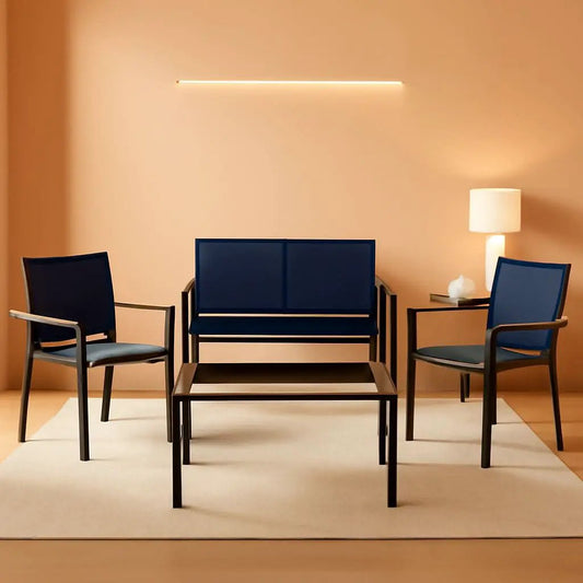 4 Piece Outdoor Textilene Patio Conversation Set Loveseat And Table from PriceLows™