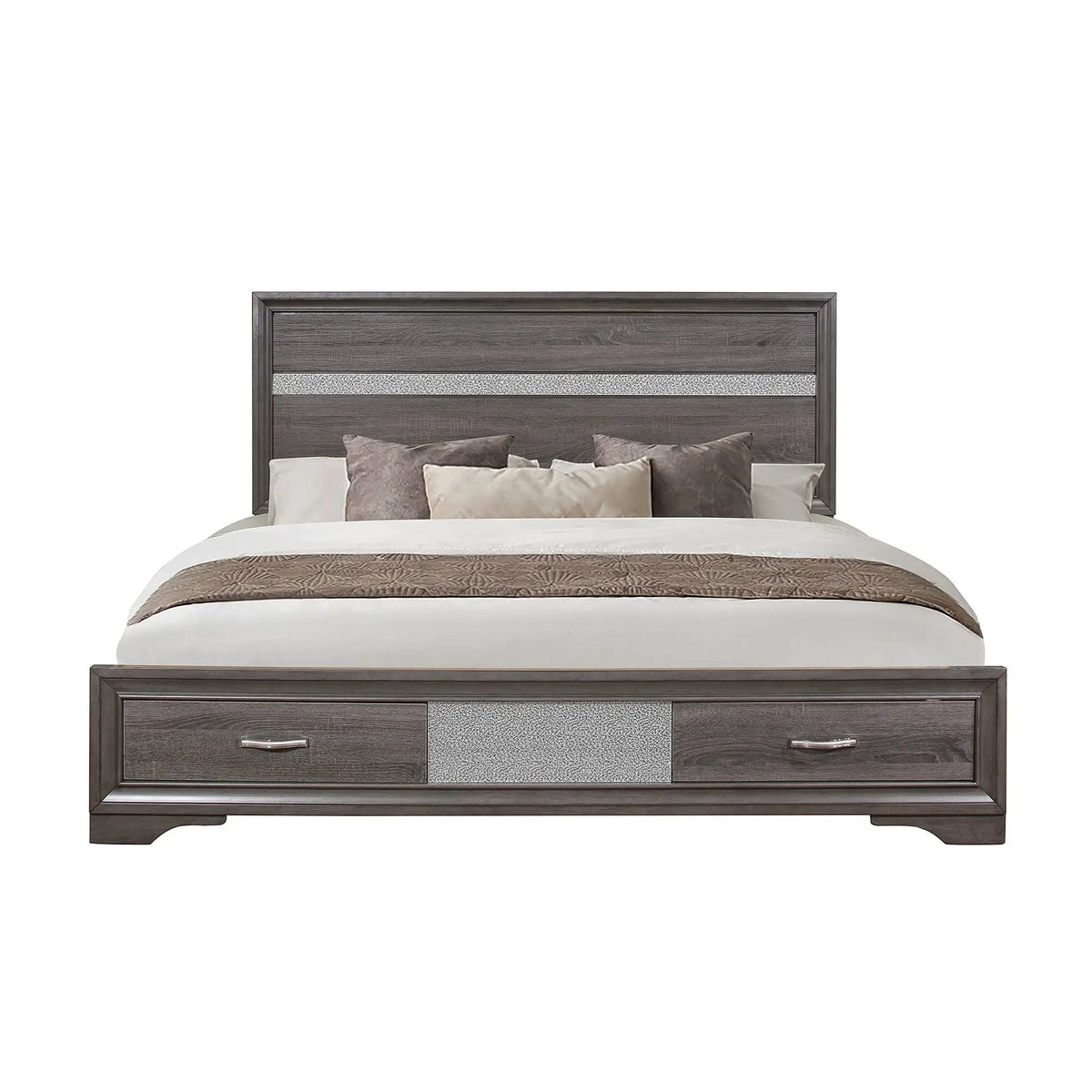 Ryder Storage Bed | Sparkle Finish | Panel Headboard | Footboard Drawers