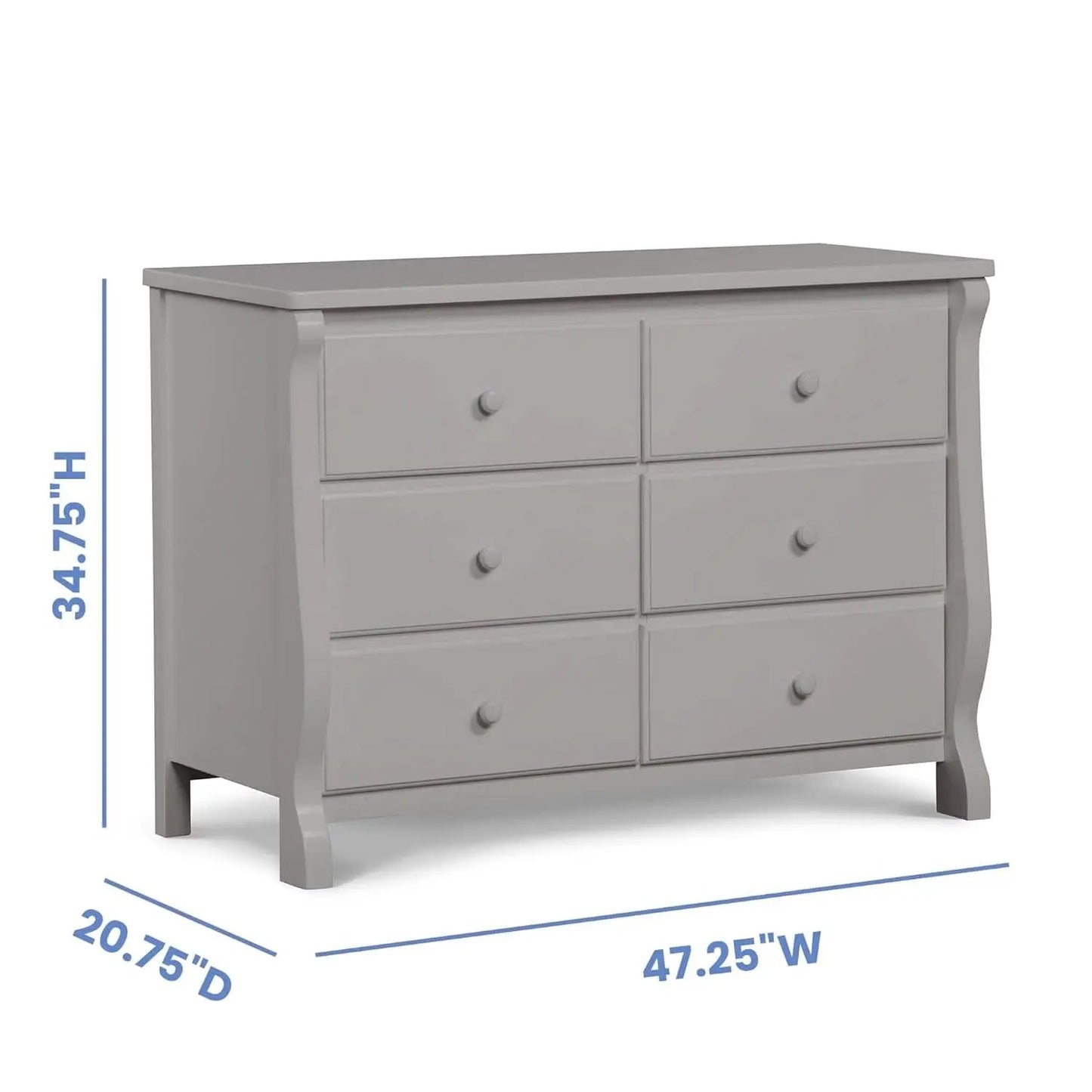 Six Drawer Dresser In Grey With Interlocking Drawers from PriceLows™