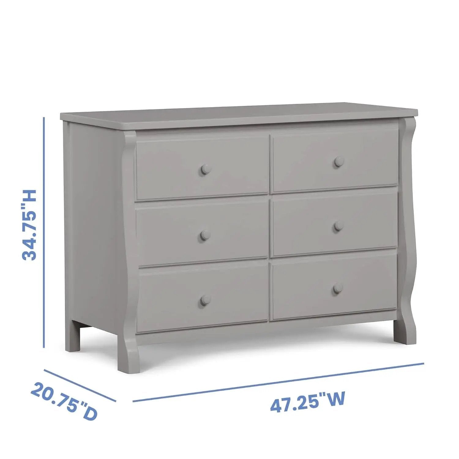 Six Drawer Dresser In Grey With Interlocking Drawers from PriceLows™