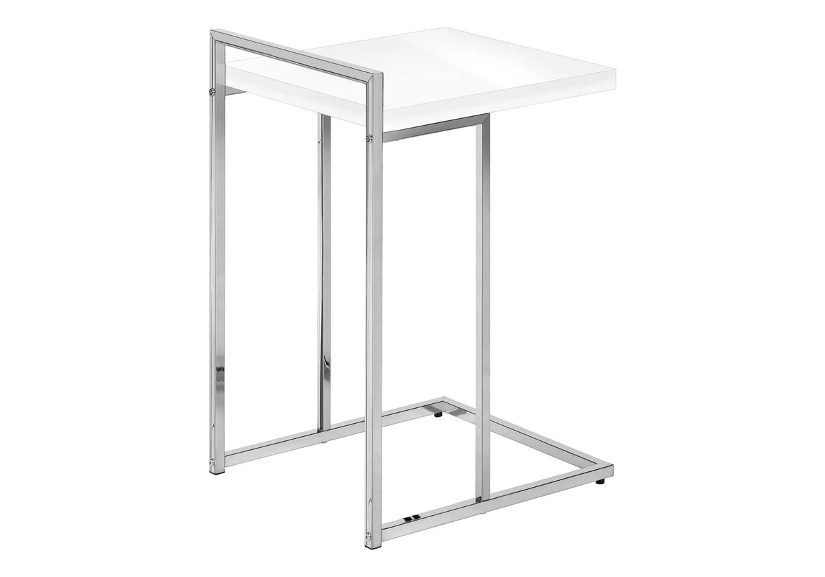C-Shaped Accent Table | Sturdy Metal Base | Thick Rectangular Top | Portable And Lightweight