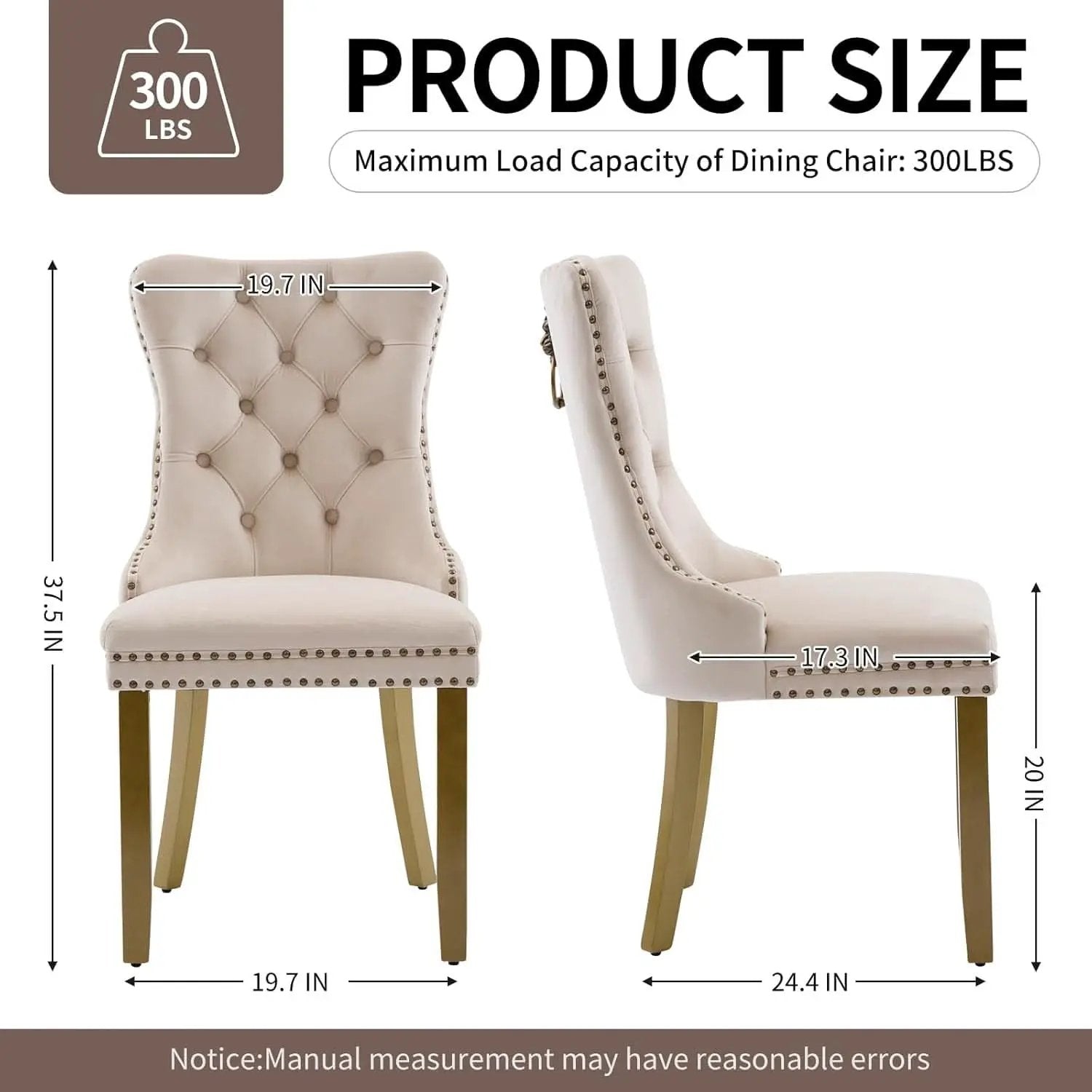 Beige Velvet Dining Chairs Set Of Four Wingback Button Tufted Dining Room Chairs from PriceLows™