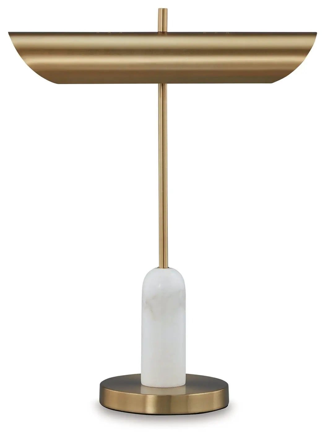 Rowleigh Marble Desk Lamp | 16 x 6.75 x 20.5 in | Marble & Metal | Gold Finish / White