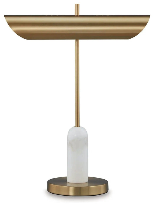 Rowleigh Marble Desk Lamp | 16 x 6.75 x 20.5 in | Marble & Metal | Gold Finish / White