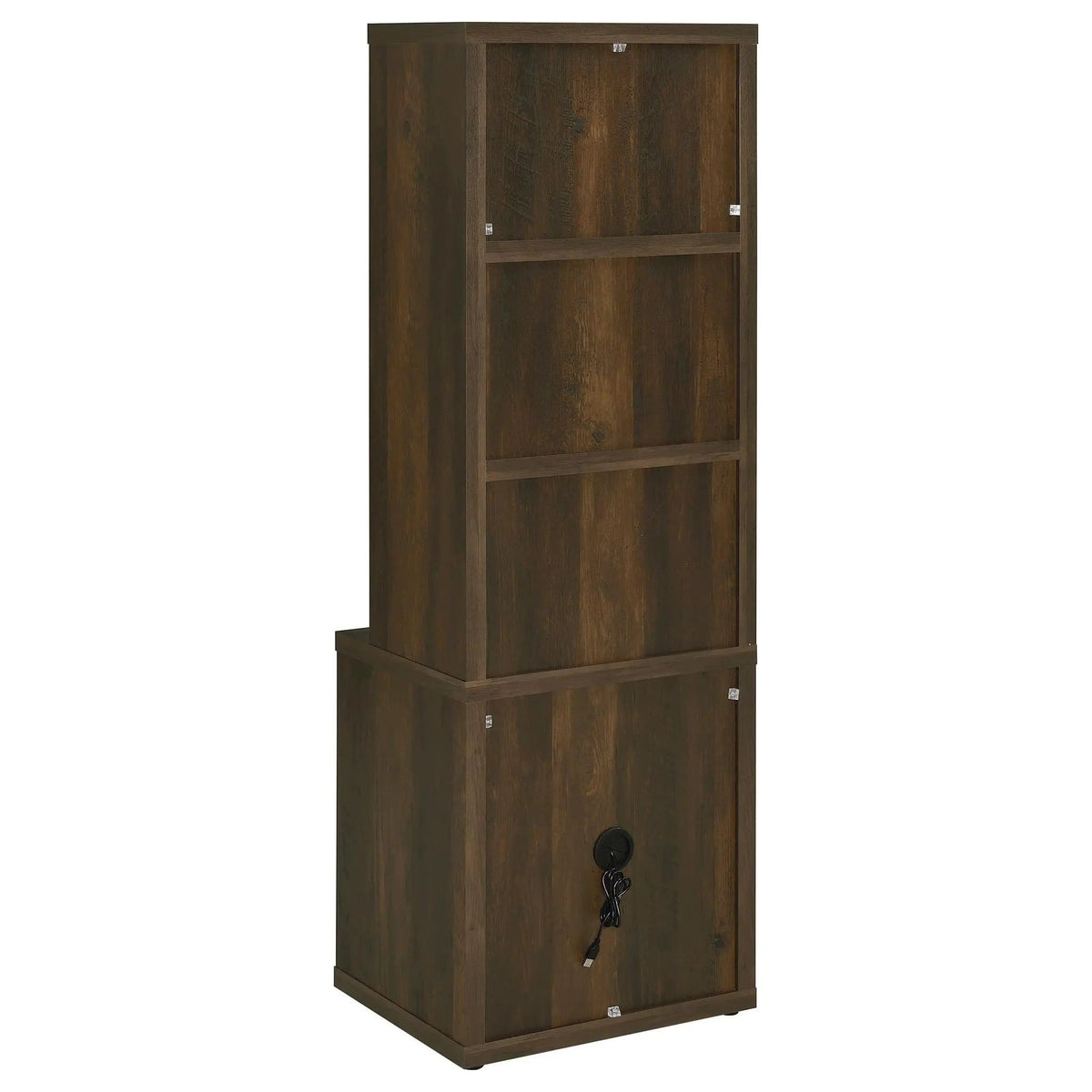 Westpark 3-shelf Bookcase USB and Lockable Drawer Dark Pine | 19.75 x 15.5 x 61.25 in | Engineered Wood & Veneer | Home Office