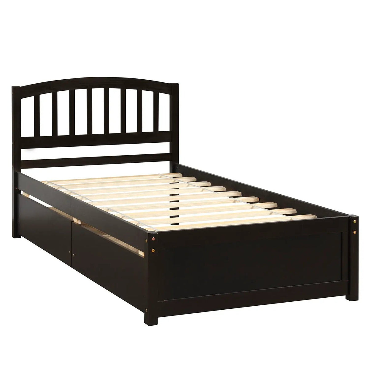 Platform Storage Bed | Wood Frame | Two Drawers | Headboard And Footboard